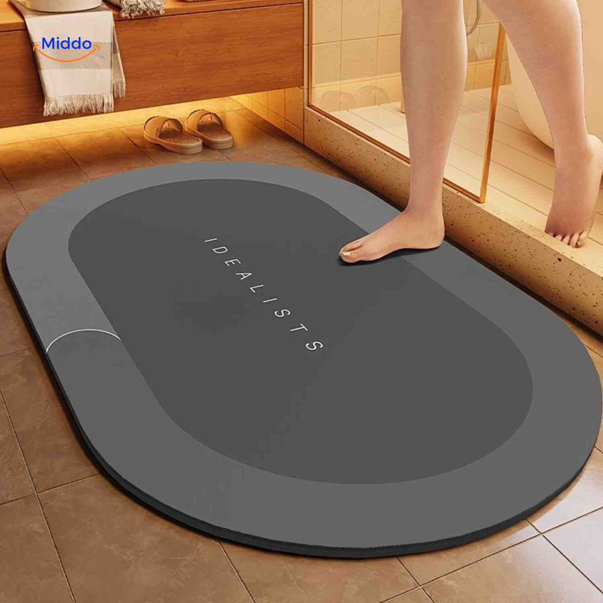Bath Mat Diatomite Foam Core, Non-Slip Rubber Base | 4 Sizes, 6 Colours, 4 Shapes | Quick-Drying & Water-Absorbent