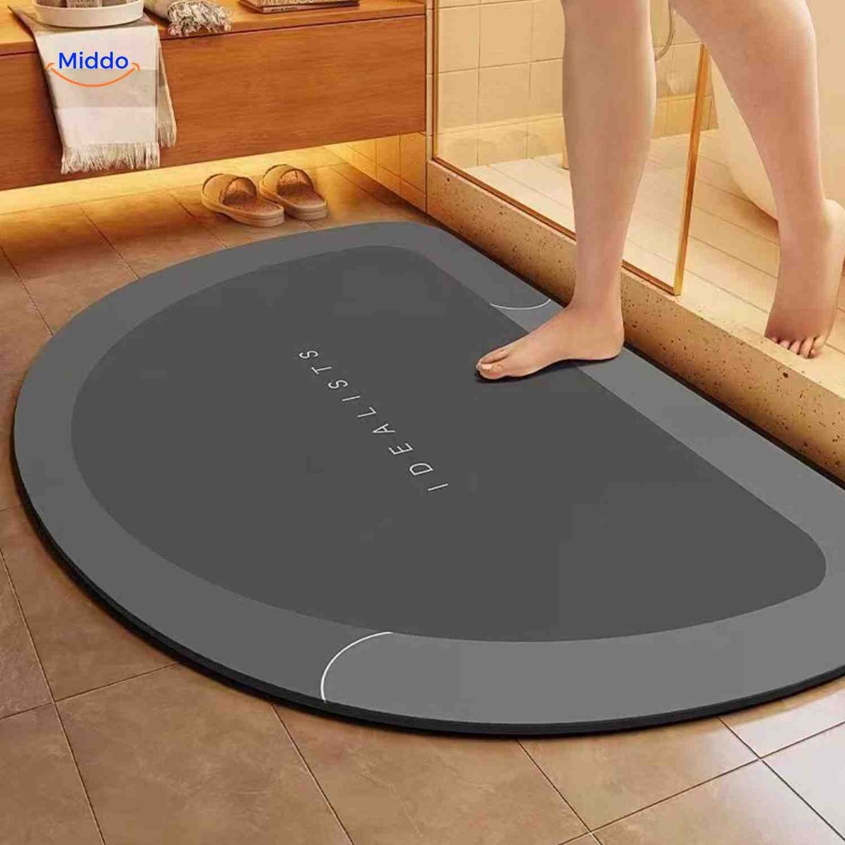 Bath Mat Diatomite Foam Core, Non-Slip Rubber Base | 4 Sizes, 6 Colours, 4 Shapes | Quick-Drying & Water-Absorbent