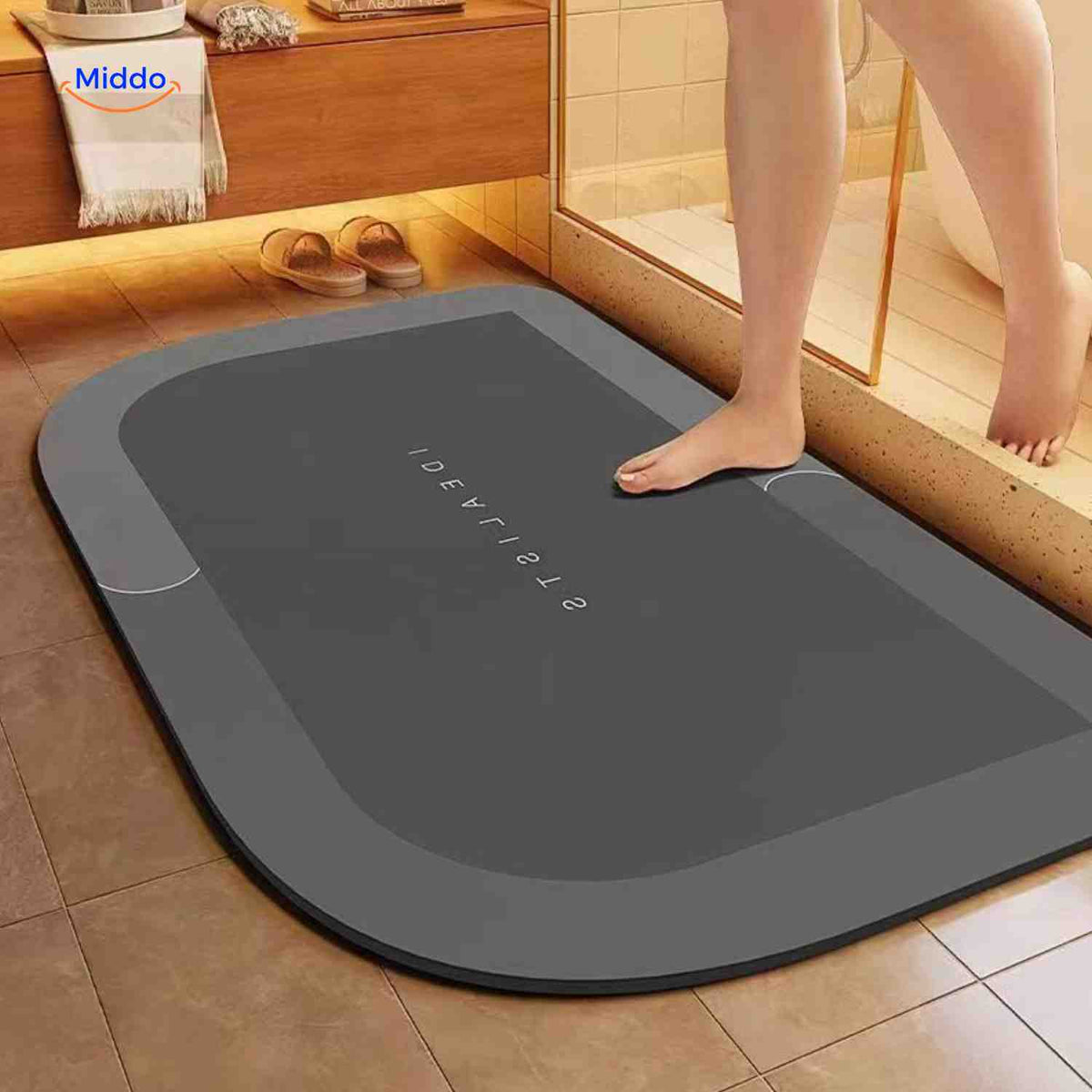 Bath Mat Diatomite Foam Core, Non-Slip Rubber Base | 4 Sizes, 6 Colours, 4 Shapes | Quick-Drying & Water-Absorbent
