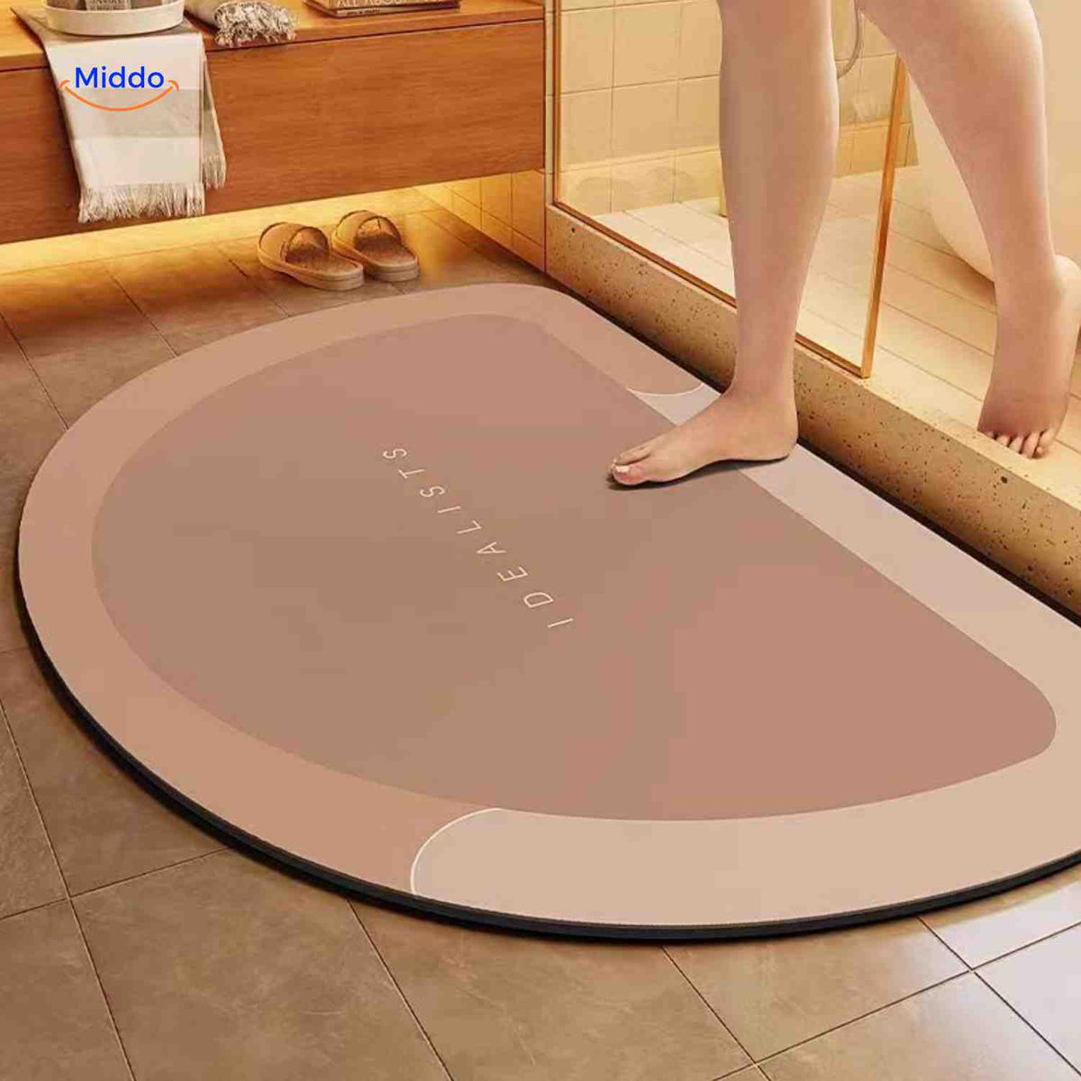 Bath Mat Diatomite Foam Core, Non-Slip Rubber Base | 4 Sizes, 6 Colours, 4 Shapes | Quick-Drying & Water-Absorbent