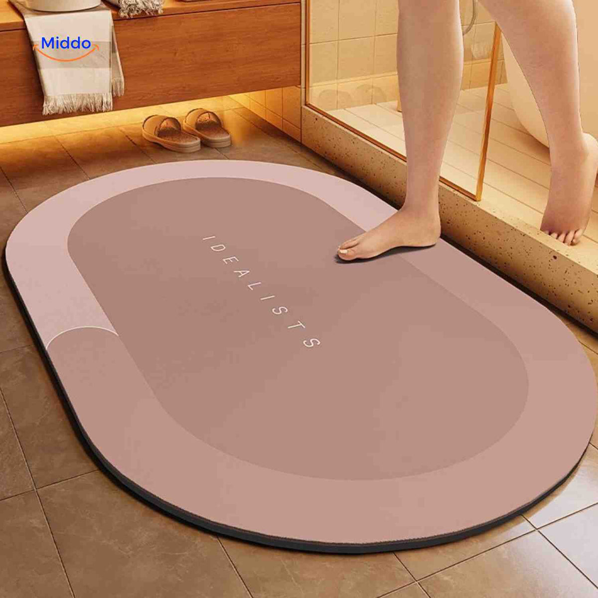 Bath Mat Diatomite Foam Core, Non-Slip Rubber Base | 4 Sizes, 6 Colours, 4 Shapes | Quick-Drying & Water-Absorbent