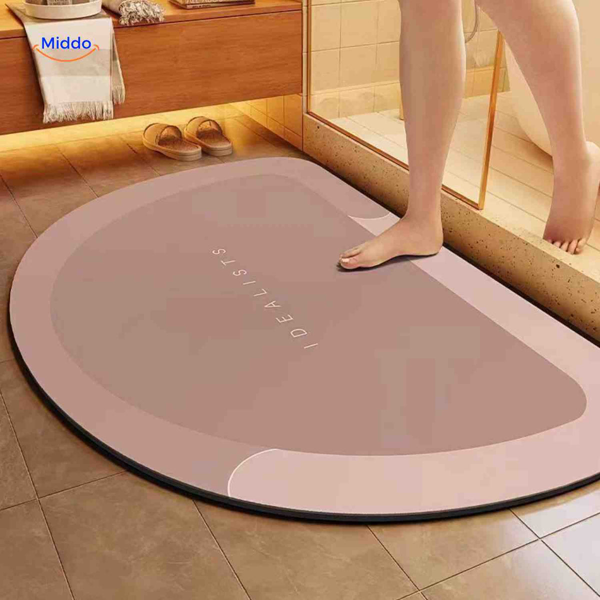 Bath Mat Diatomite Foam Core, Non-Slip Rubber Base | 4 Sizes, 6 Colours, 4 Shapes | Quick-Drying & Water-Absorbent