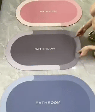 Bath Mat Diatomite Foam Core, Non-Slip Rubber Base | 4 Sizes, 6 Colours, 4 Shapes | Quick-Drying & Water-Absorbent