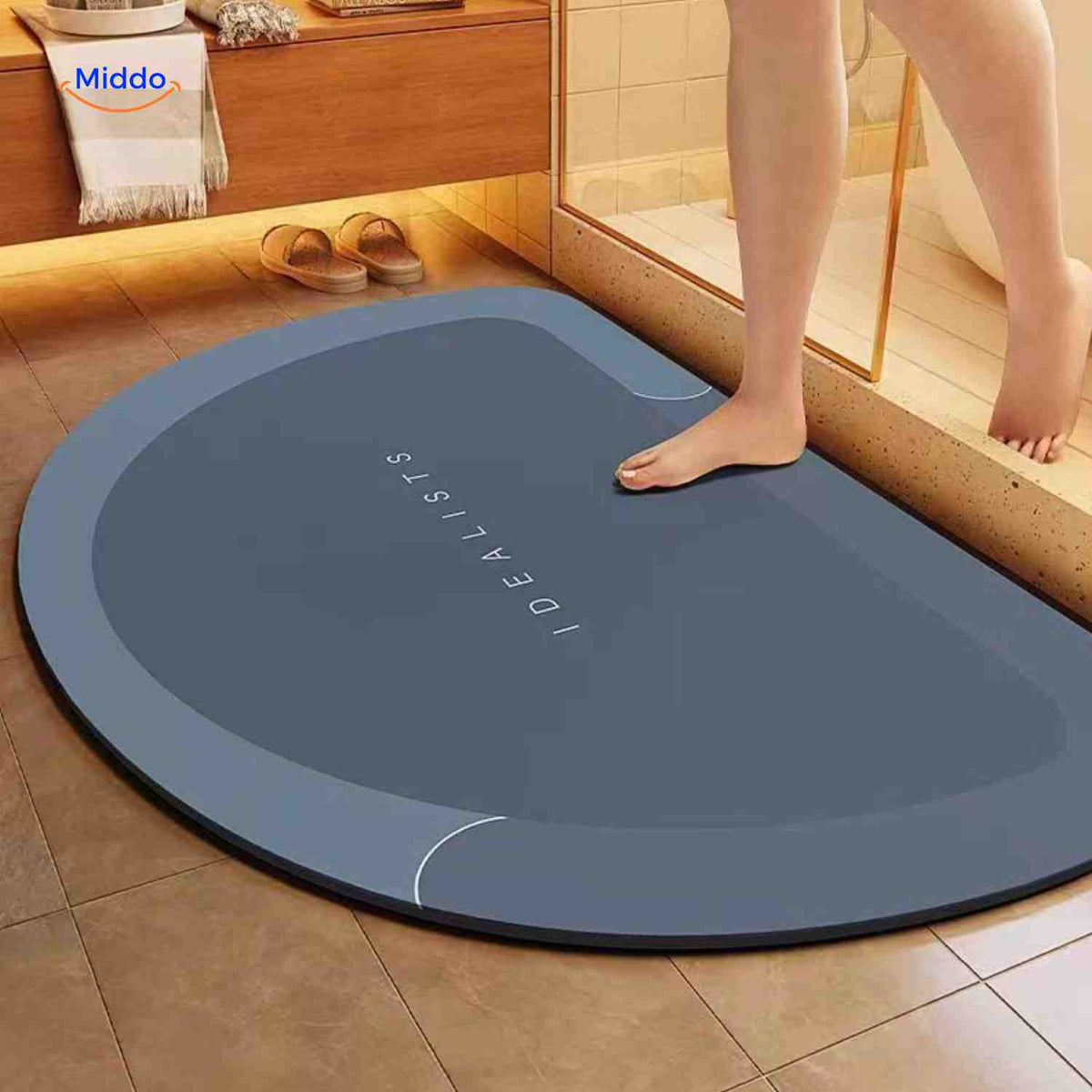 Bath Mat Diatomite Foam Core, Non-Slip Rubber Base | 4 Sizes, 6 Colours, 4 Shapes | Quick-Drying & Water-Absorbent