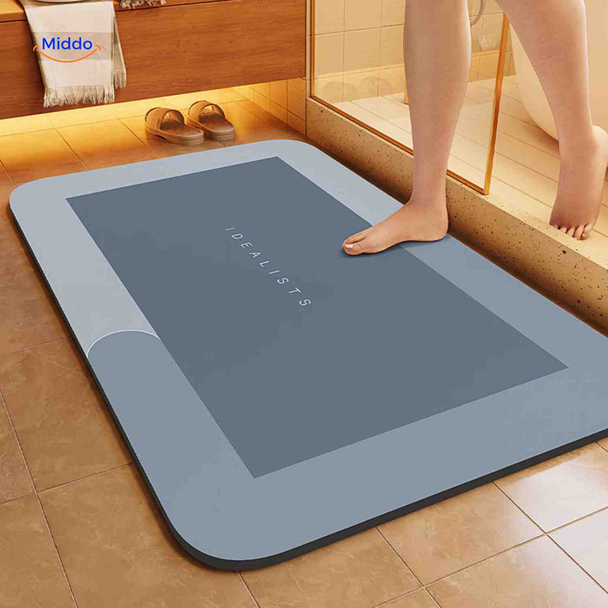 Bath Mat Diatomite Foam Core, Non-Slip Rubber Base | 4 Sizes, 6 Colours, 4 Shapes | Quick-Drying & Water-Absorbent