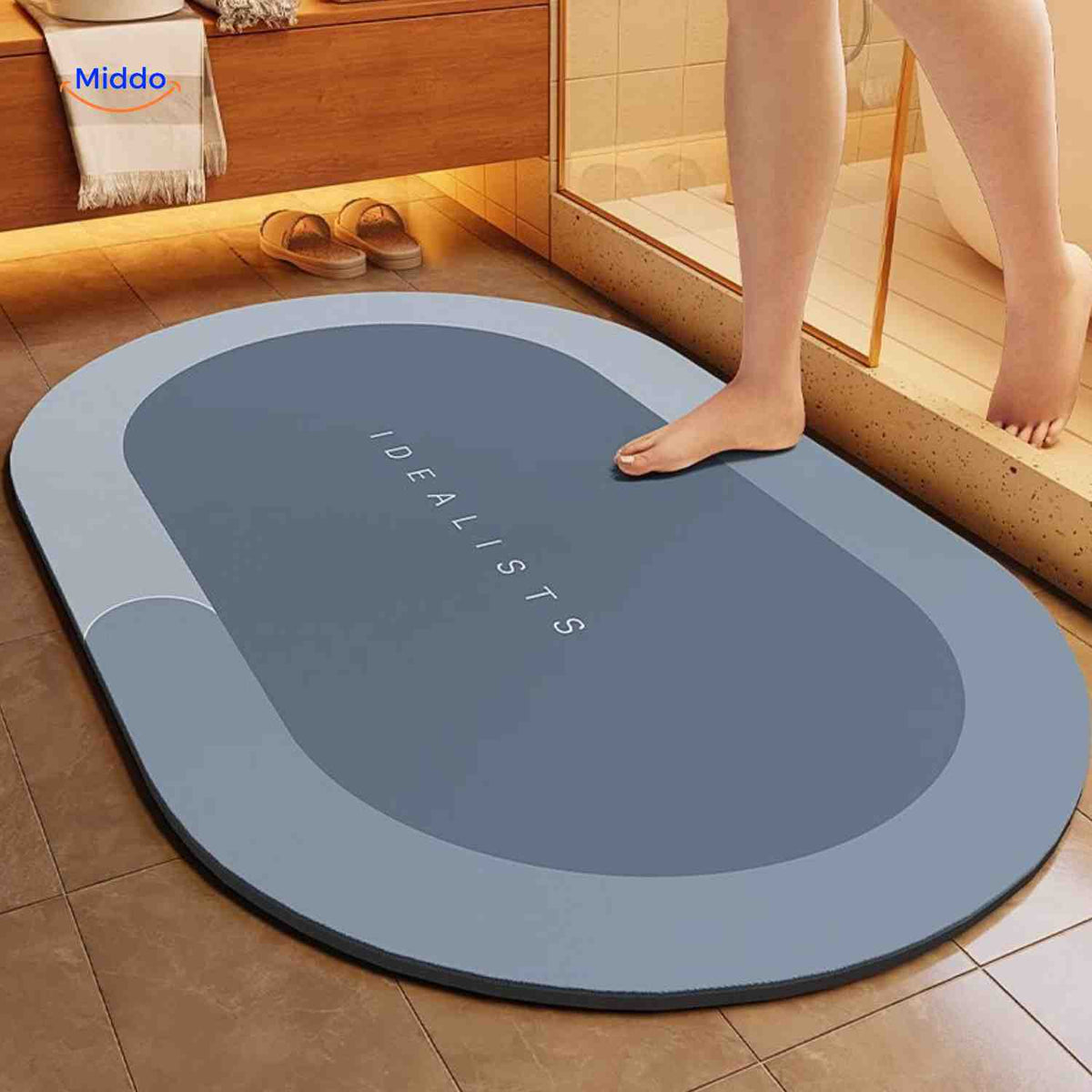 Bath Mat Diatomite Foam Core, Non-Slip Rubber Base | 4 Sizes, 6 Colours, 4 Shapes | Quick-Drying & Water-Absorbent
