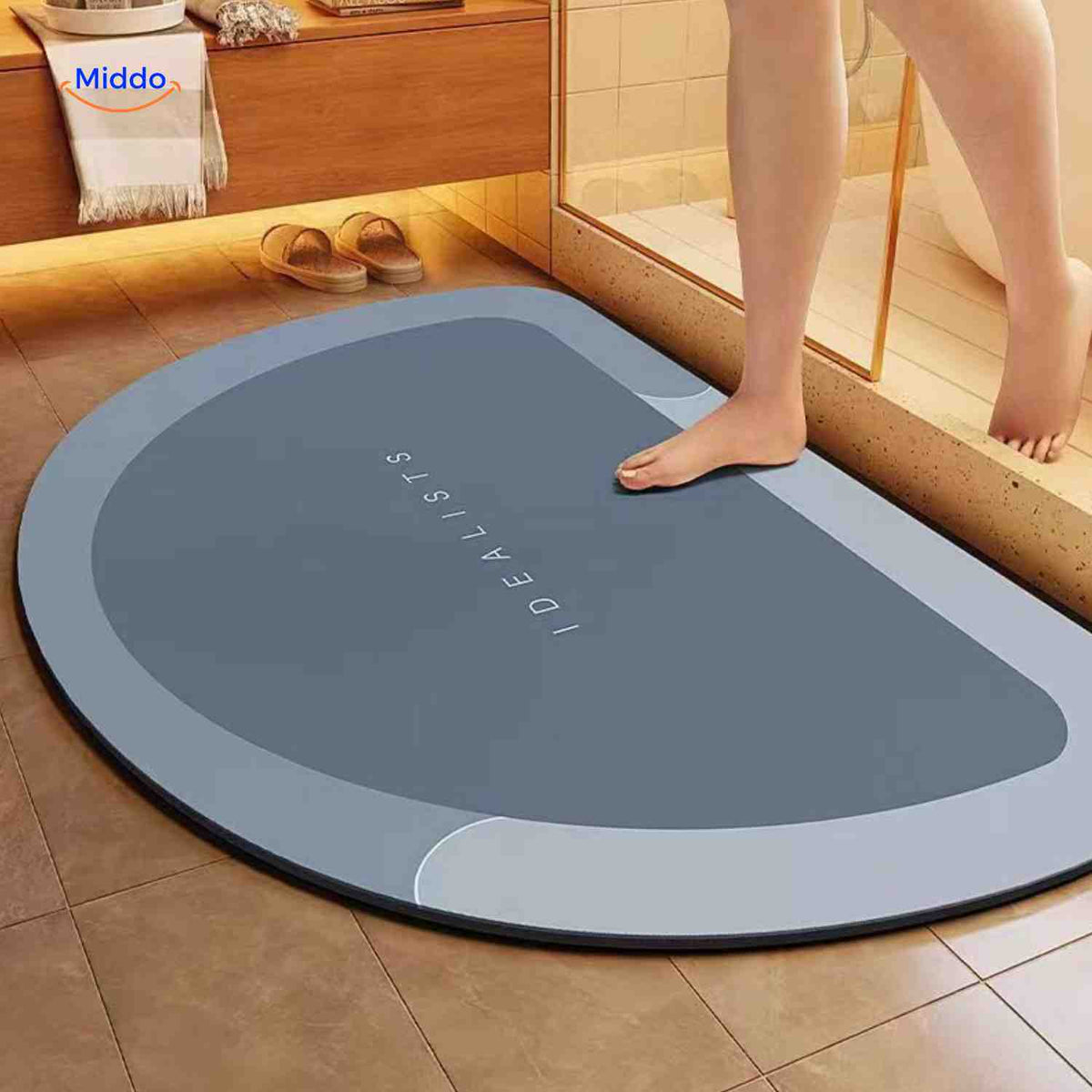 Bath Mat Diatomite Foam Core, Non-Slip Rubber Base | 4 Sizes, 6 Colours, 4 Shapes | Quick-Drying & Water-Absorbent