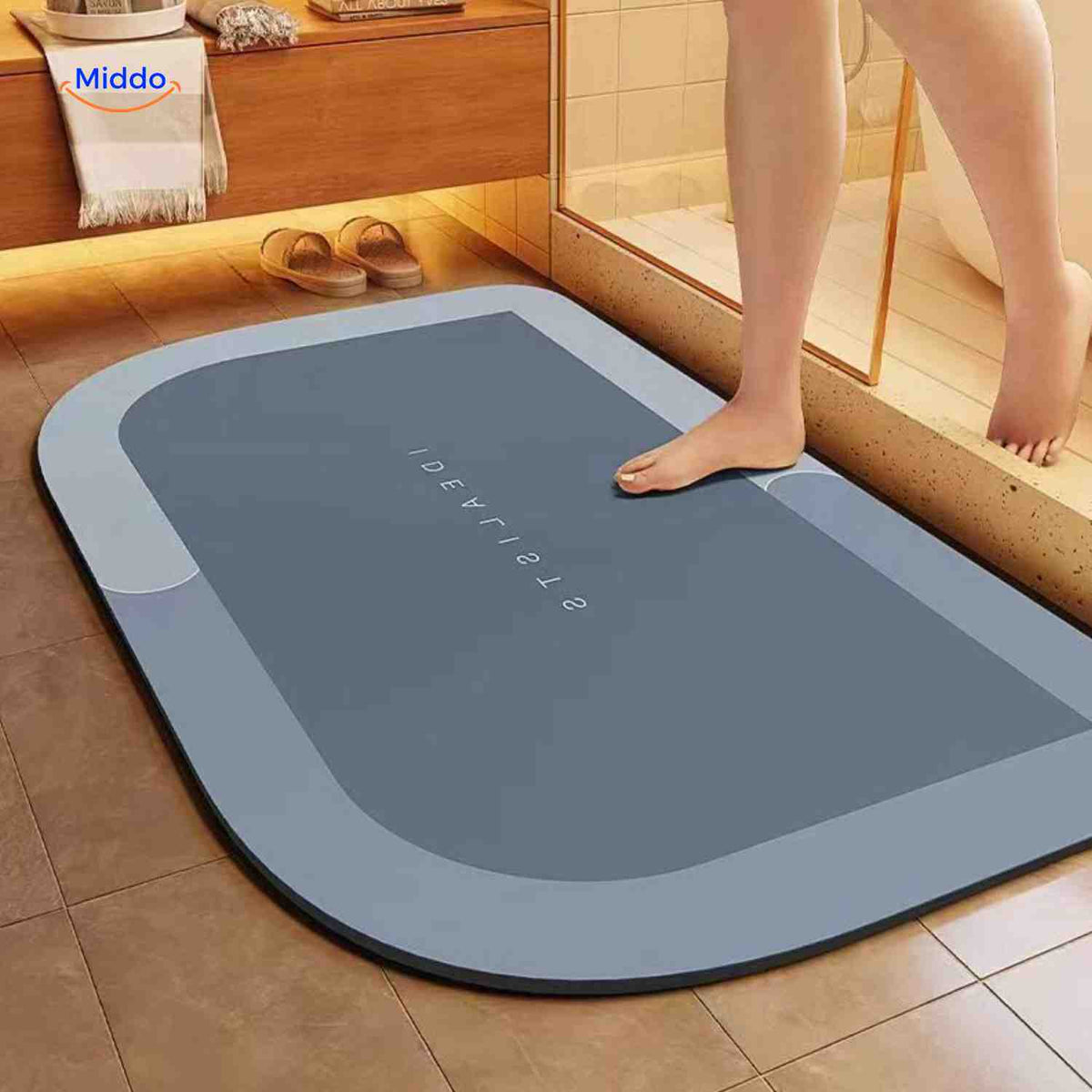Bath Mat Diatomite Foam Core, Non-Slip Rubber Base | 4 Sizes, 6 Colours, 4 Shapes | Quick-Drying & Water-Absorbent