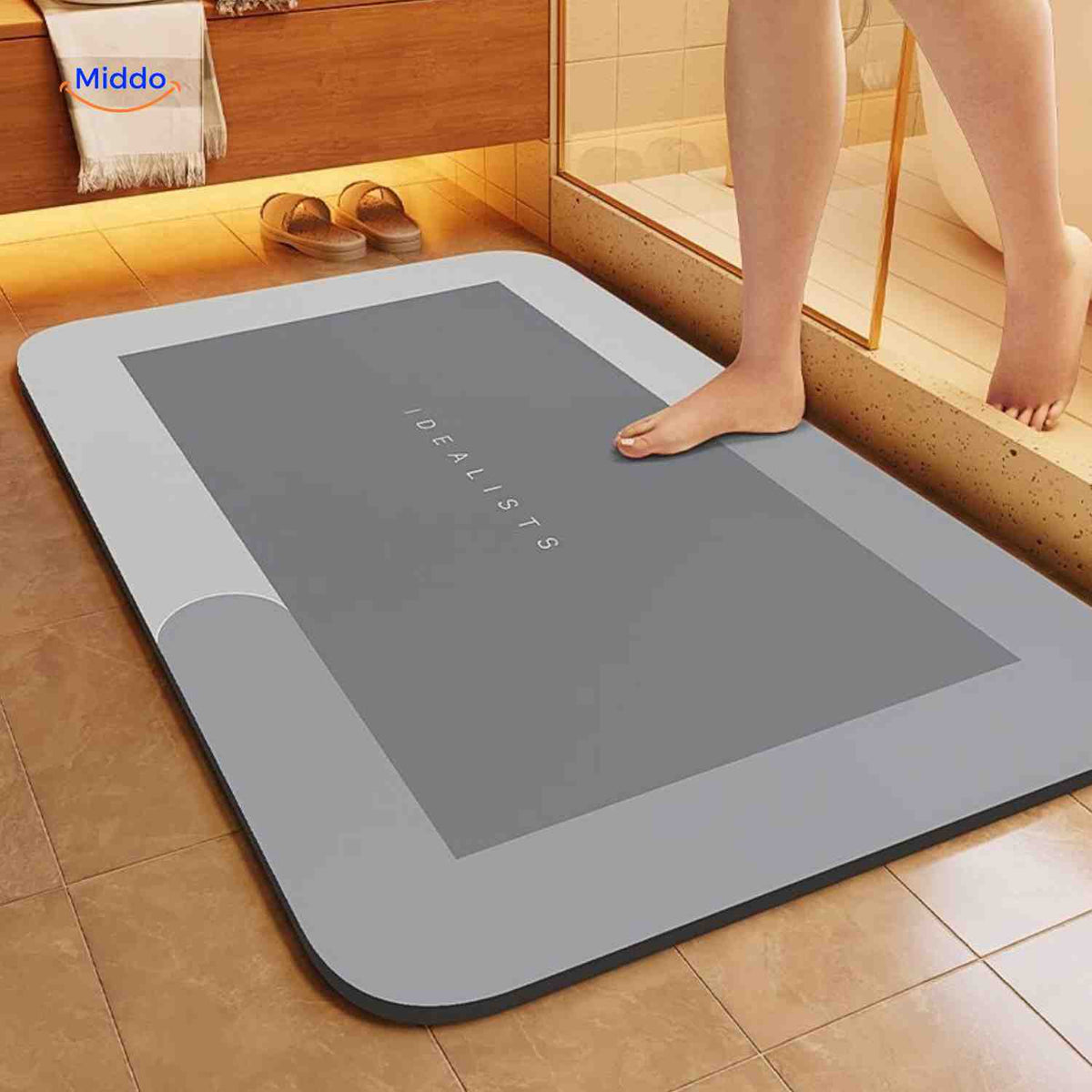 Bath Mat Diatomite Foam Core, Non-Slip Rubber Base | 4 Sizes, 6 Colours, 4 Shapes | Quick-Drying & Water-Absorbent