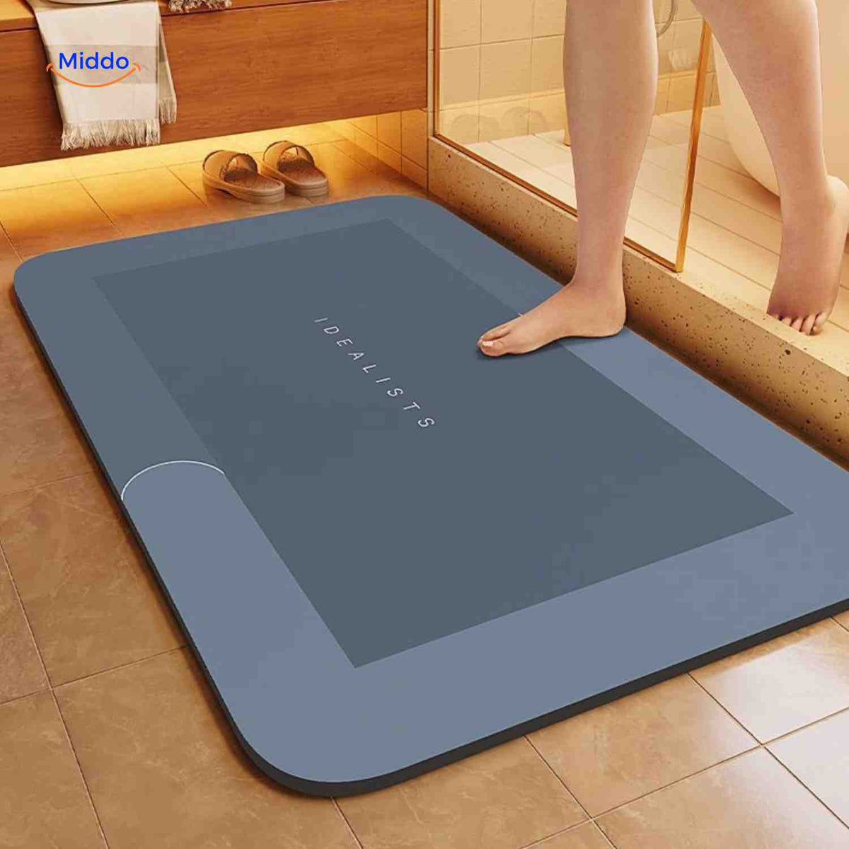 Bath Mat Diatomite Foam Core, Non-Slip Rubber Base | 4 Sizes, 6 Colours, 4 Shapes | Quick-Drying & Water-Absorbent