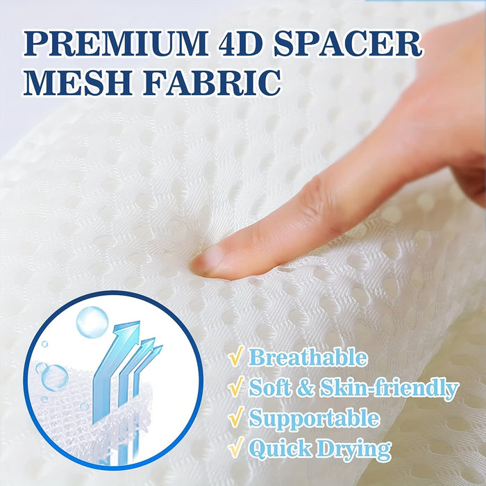 Bath Pillow for Neck and Back Support | Six Suction Cups, Secure Fit | Breathable, Quick-Drying, Mould-Resistant Mesh