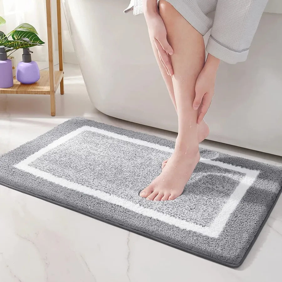 Microfiber Bath Mat | Soft Non-Slip Design - Modern Stripe Pattern