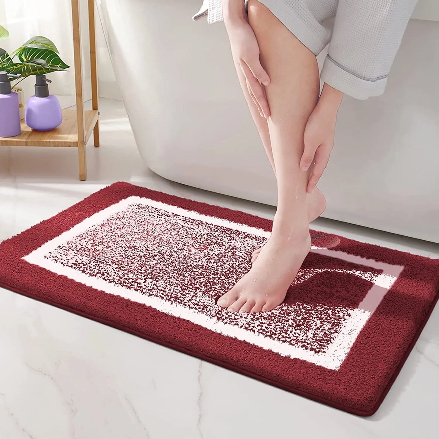 Microfiber Bath Mat | Soft Non-Slip Design - Modern Stripe Pattern
