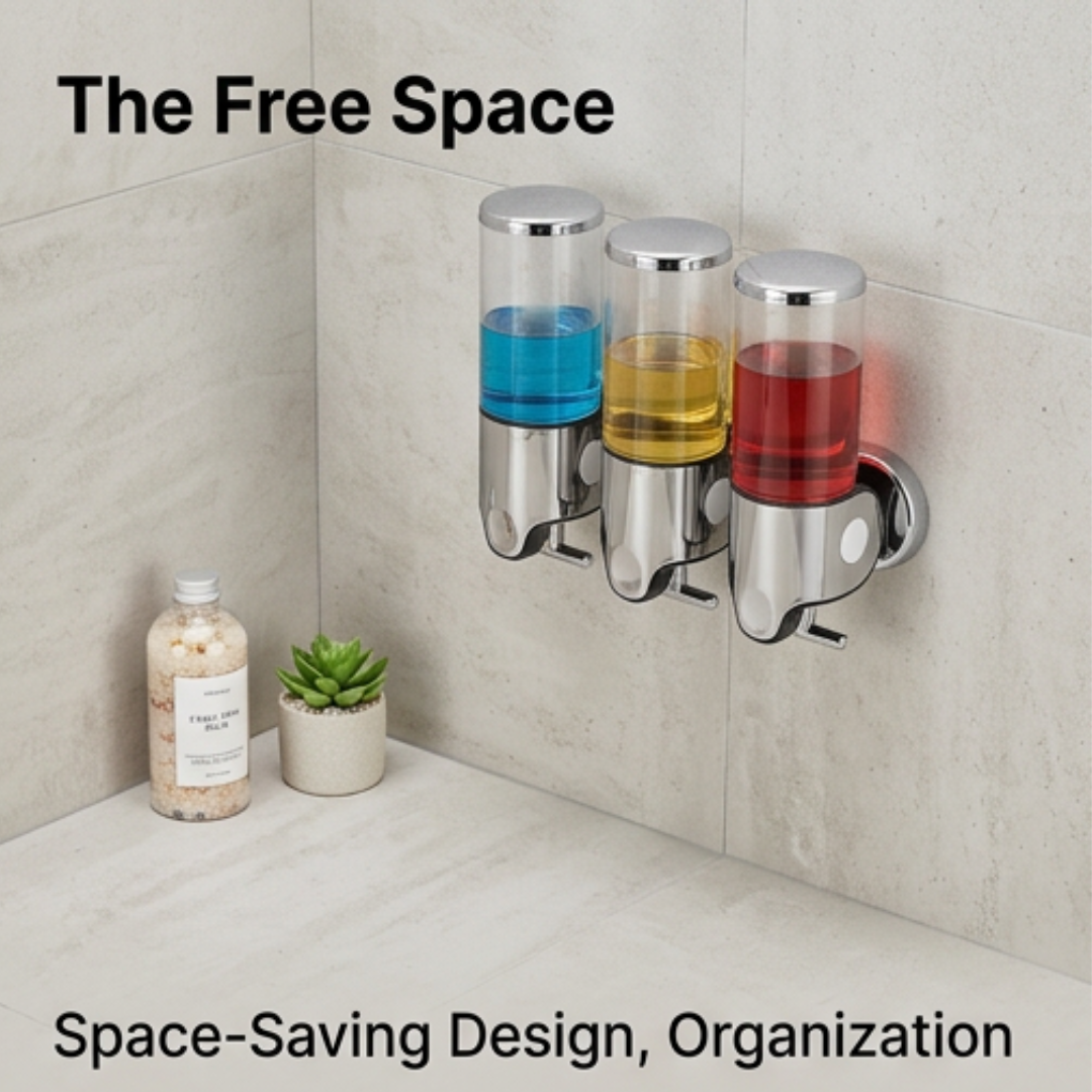 Bathroom Soap Dispenser | TidyWall Triple Wall-Mounted Pump Set