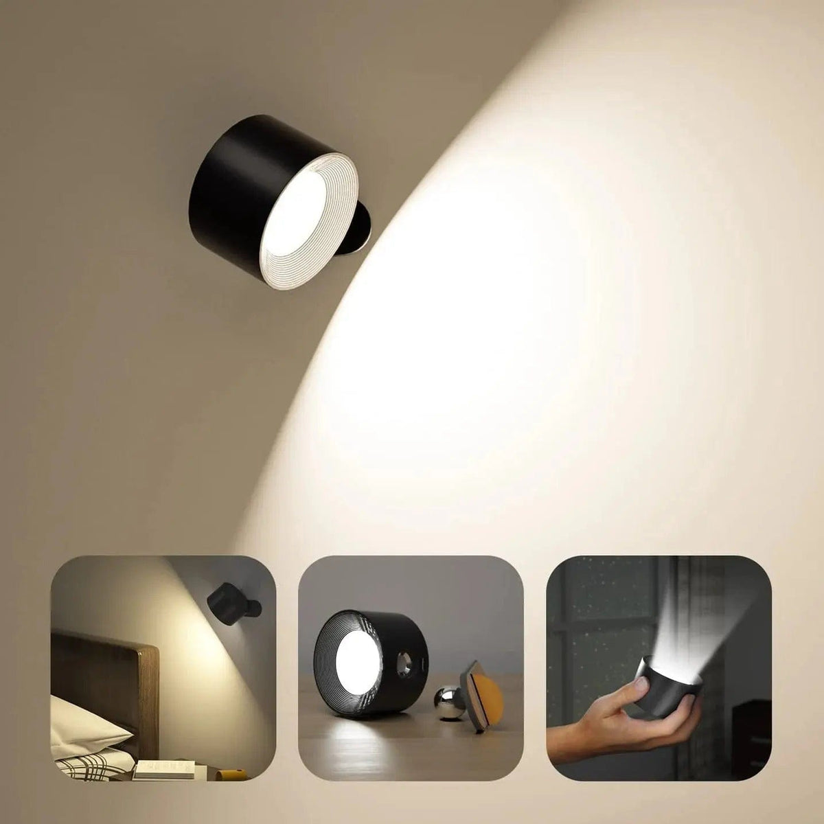 Battery Operated Wall Light ABS | Rechargeable 360° Adjustable with Touch or Remote Control | Wireless Modern Lighting
