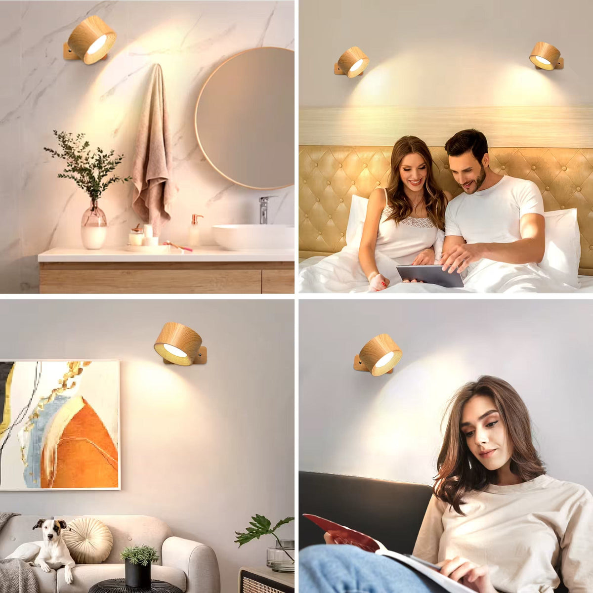 Battery Operated Wall Light ABS | Rechargeable 360° Adjustable with Touch or Remote Control | Wireless Modern Lighting