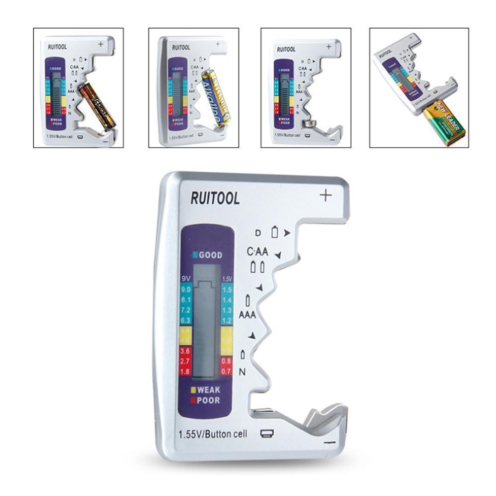 Battery Tester Universal Checker | Tests AA AAA 9V Button Cell Batteries | Colour-Coded Charge Level Indicator