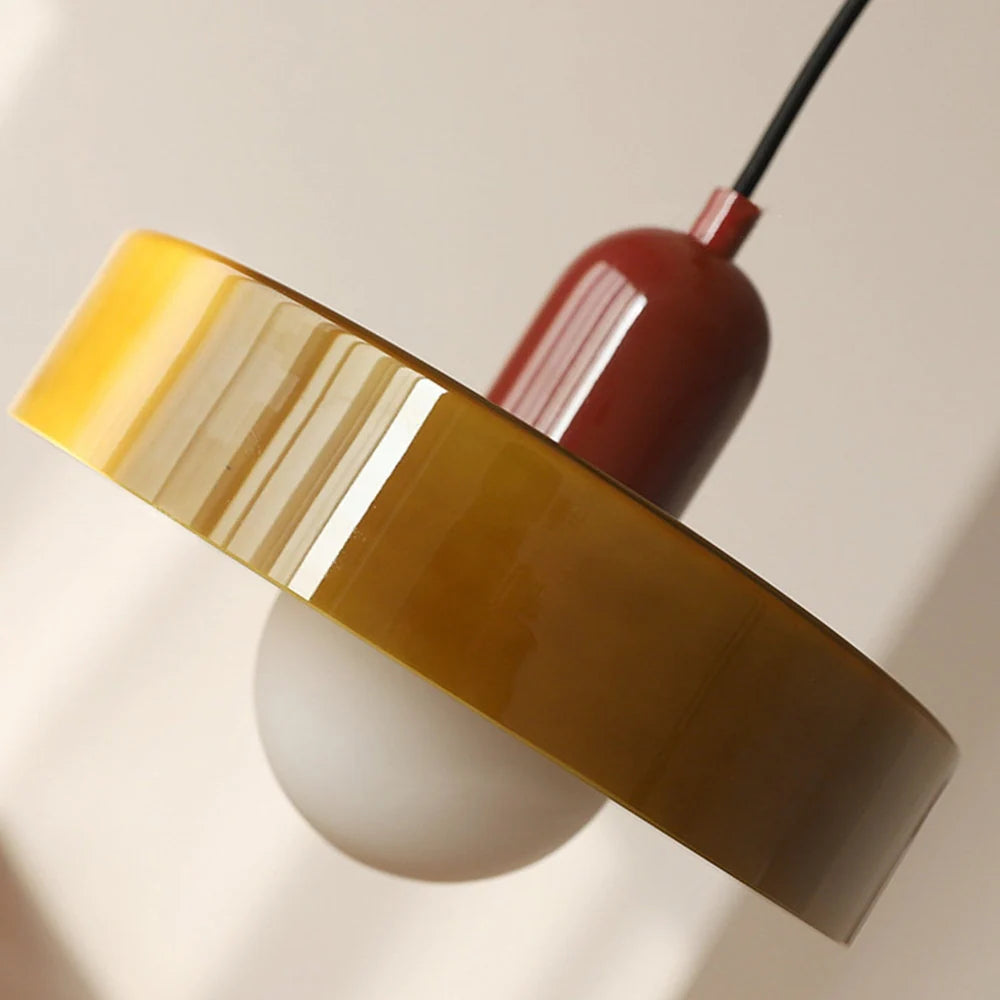 Glass Pendant Light | Flat Ring Shade, Domed Diffuser
