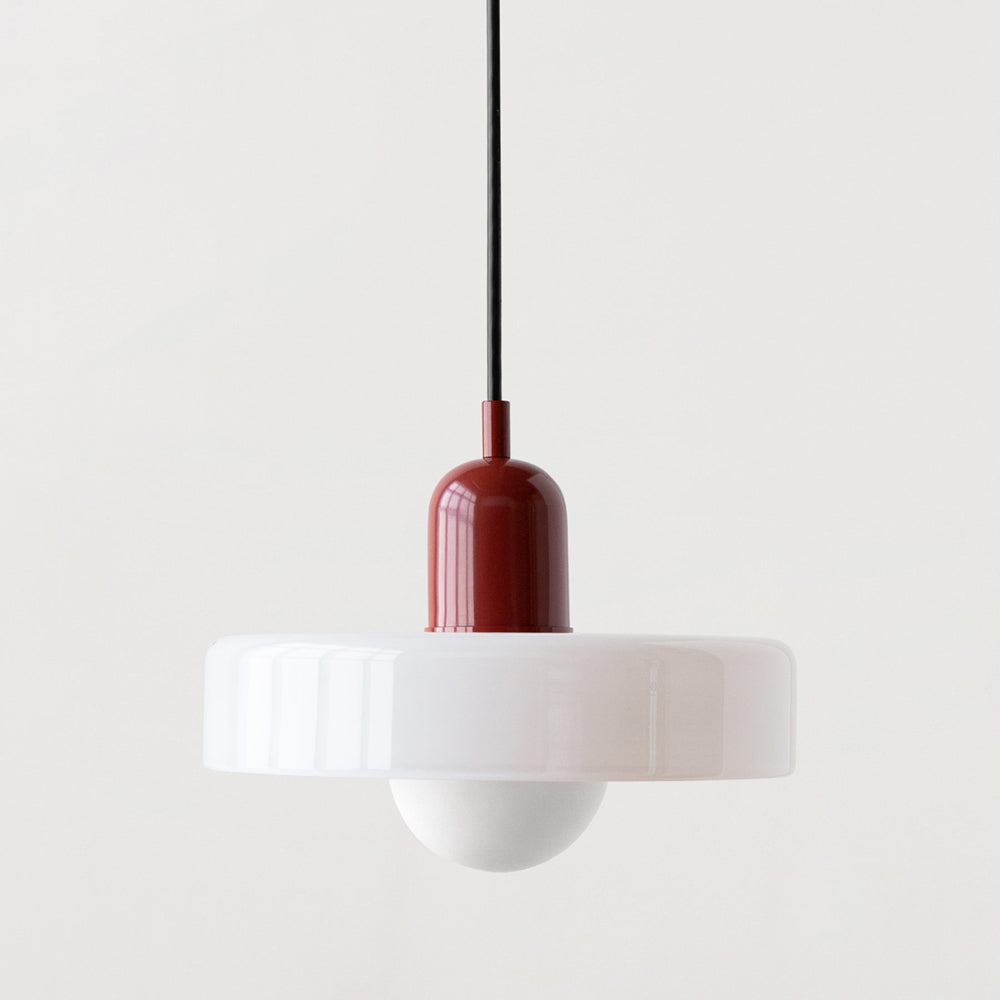 Bauhaus style glass pendant light with ring shade 0