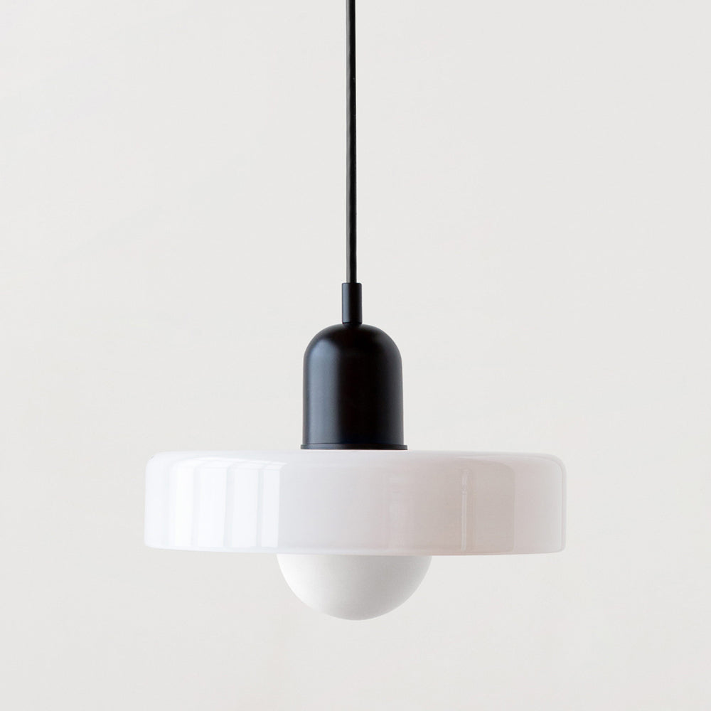 Bauhaus style glass pendant light with ring shade 10