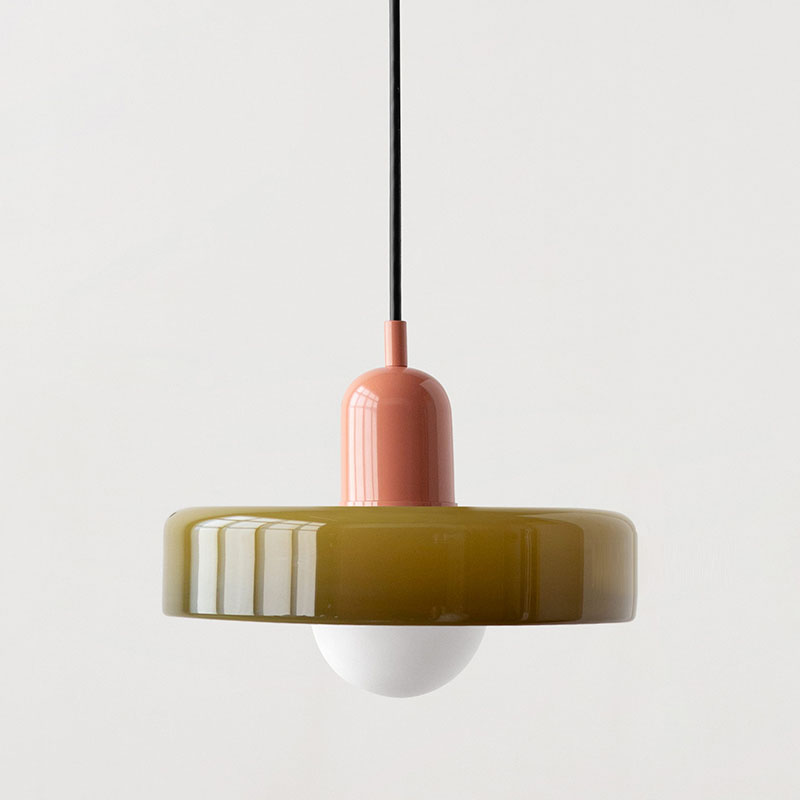 Bauhaus style glass pendant light with ring shade 11