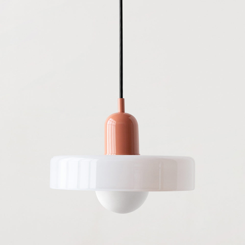 Bauhaus style glass pendant light with ring shade 12