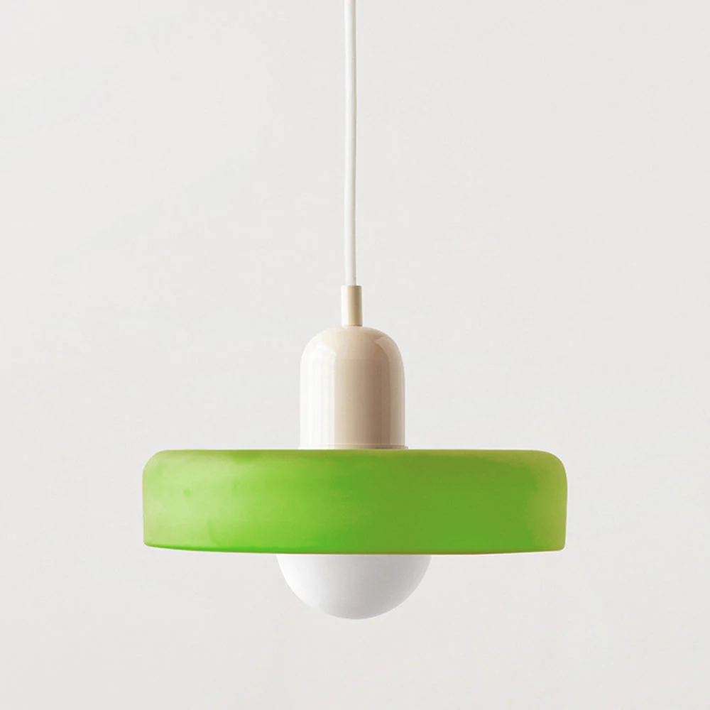 Bauhaus style glass pendant light with ring shade 13