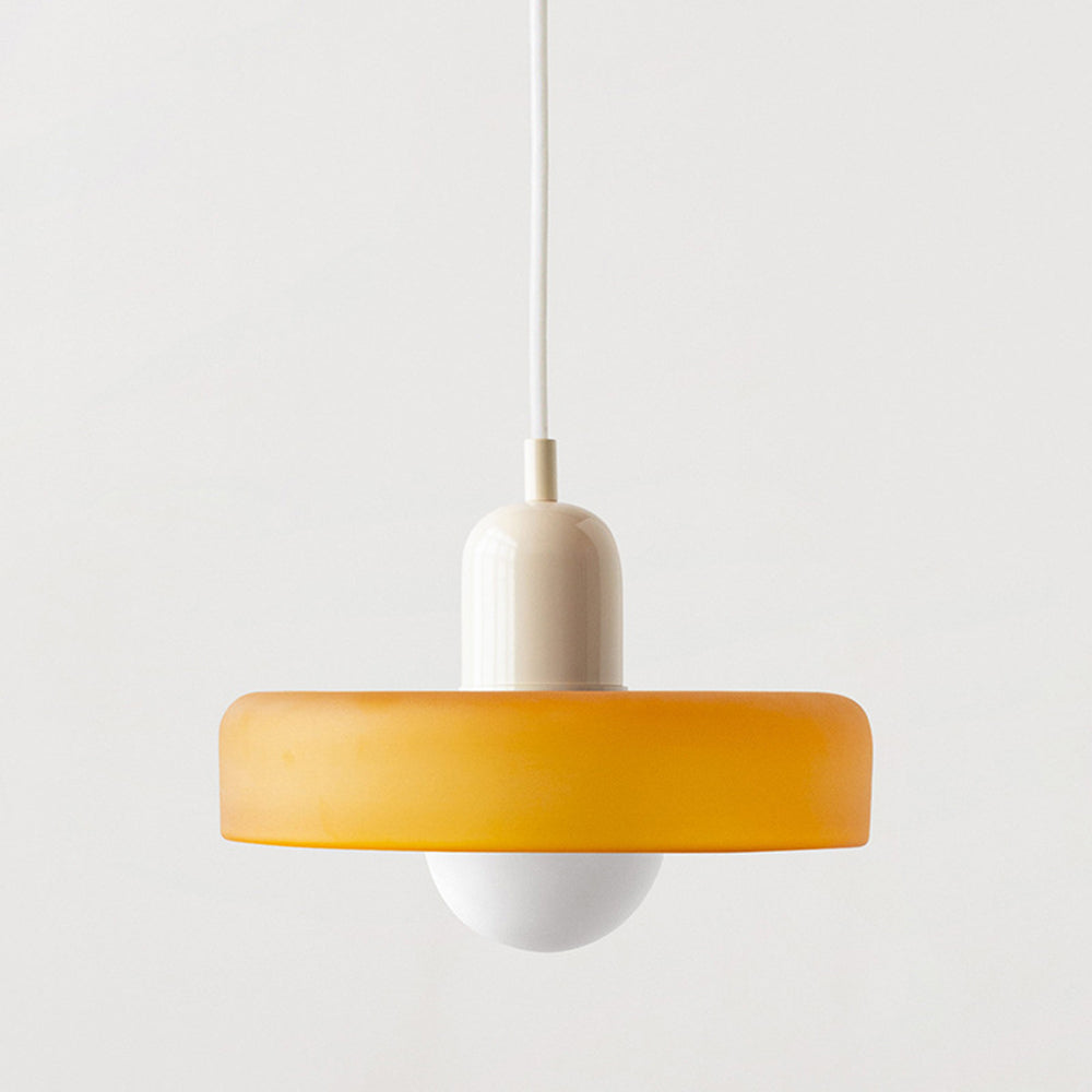 Bauhaus style glass pendant light with ring shade 16