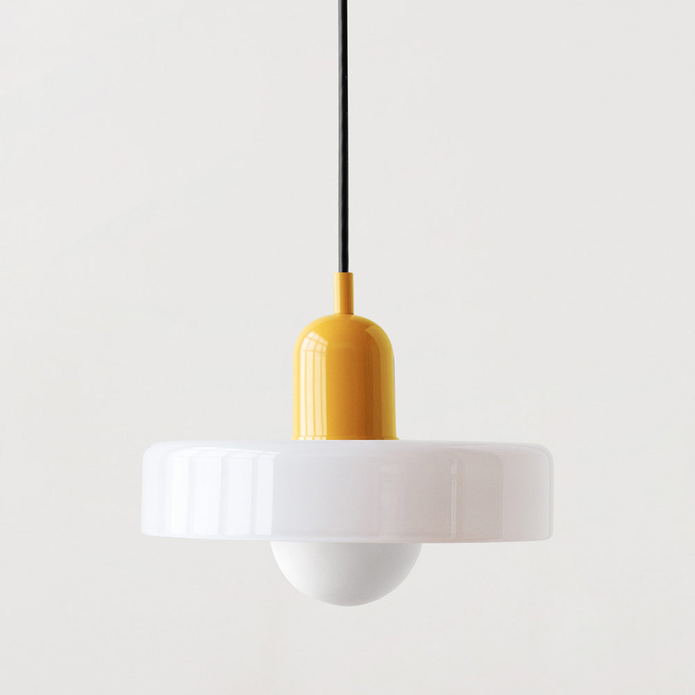 Bauhaus style glass pendant light with ring shade 18
