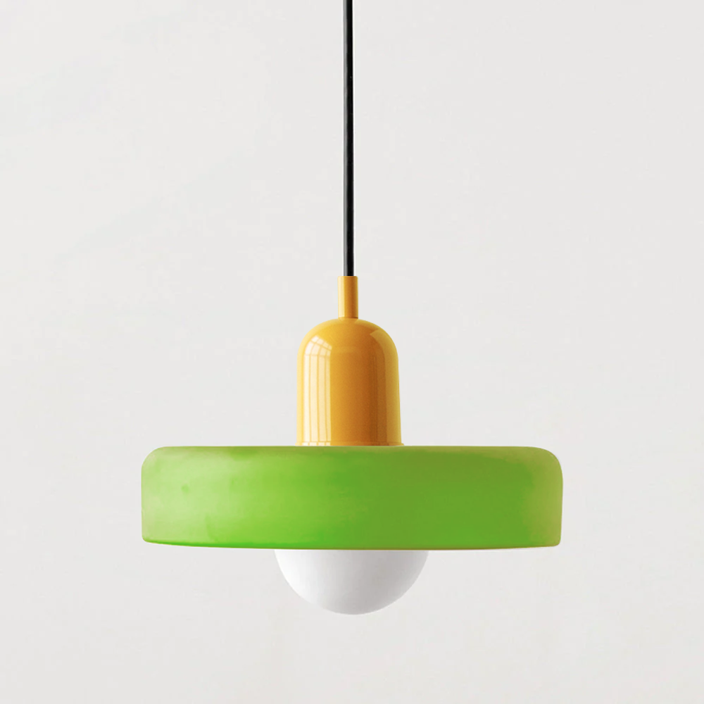Bauhaus style glass pendant light with ring shade 23