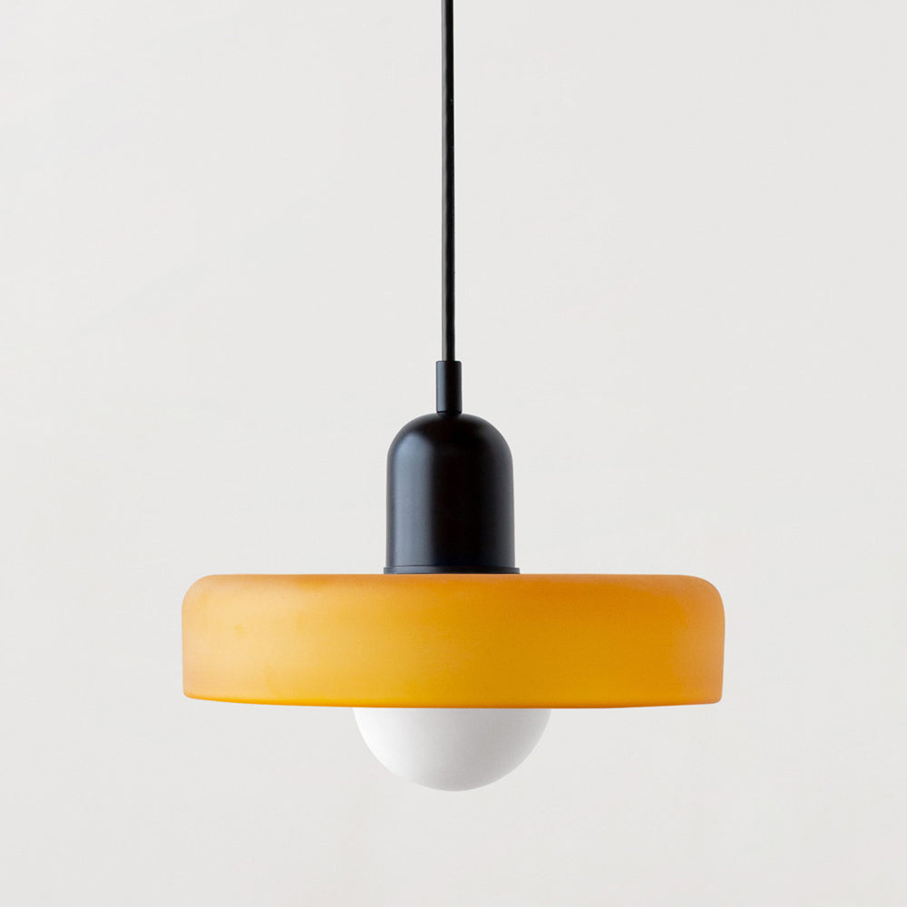 Bauhaus style glass pendant light with ring shade 24
