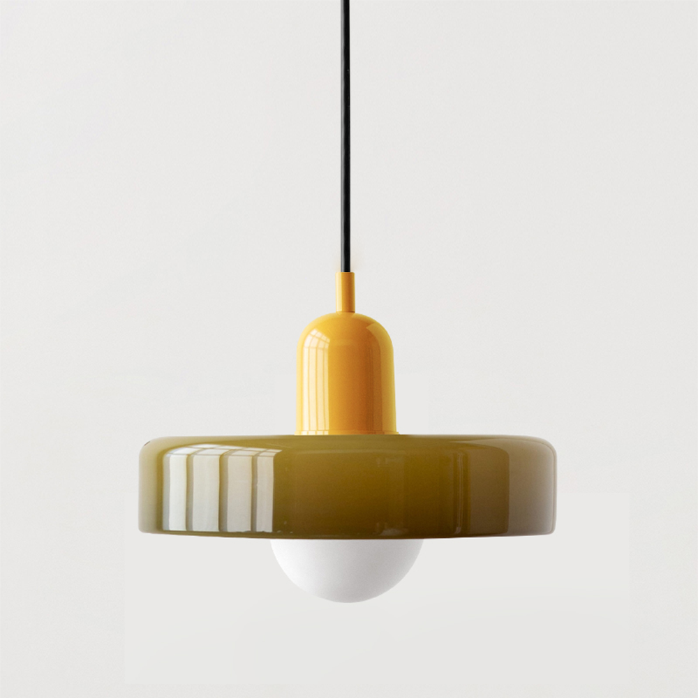 Bauhaus style glass pendant light with ring shade 25