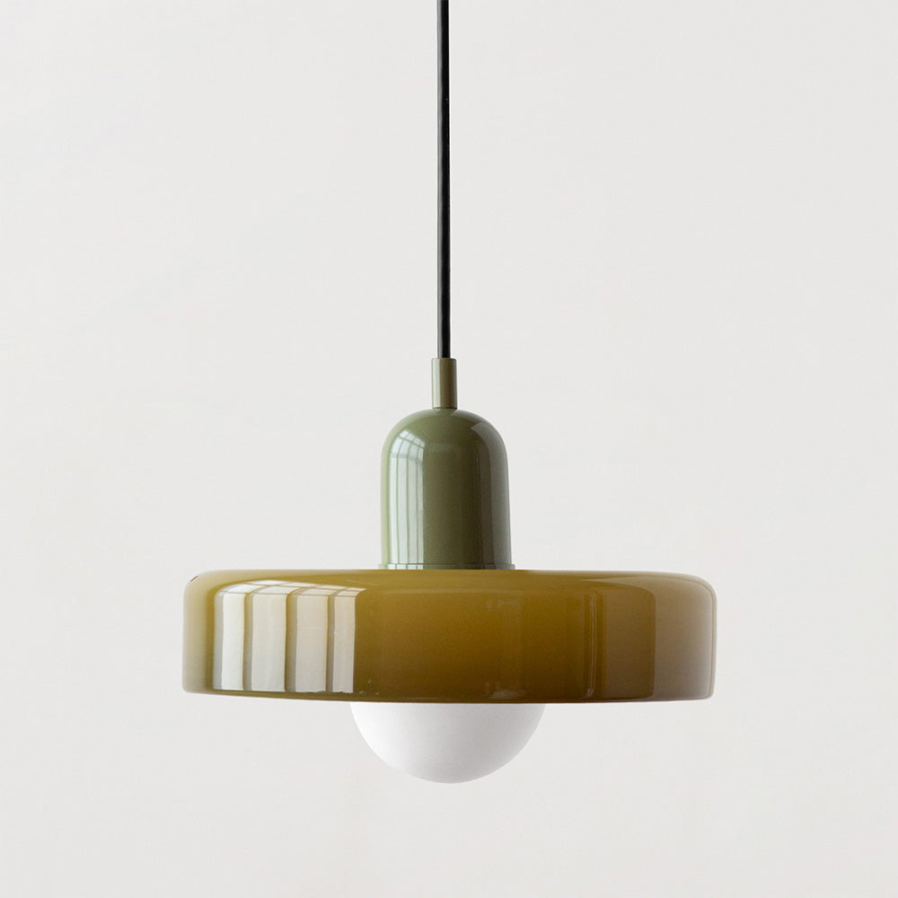 Bauhaus style glass pendant light with ring shade 26