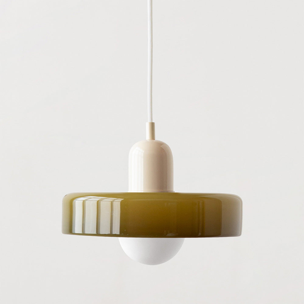 Bauhaus style glass pendant light with ring shade 27