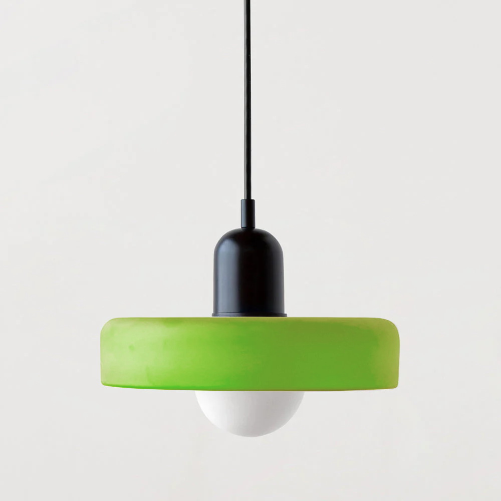 Bauhaus style glass pendant light with ring shade 29