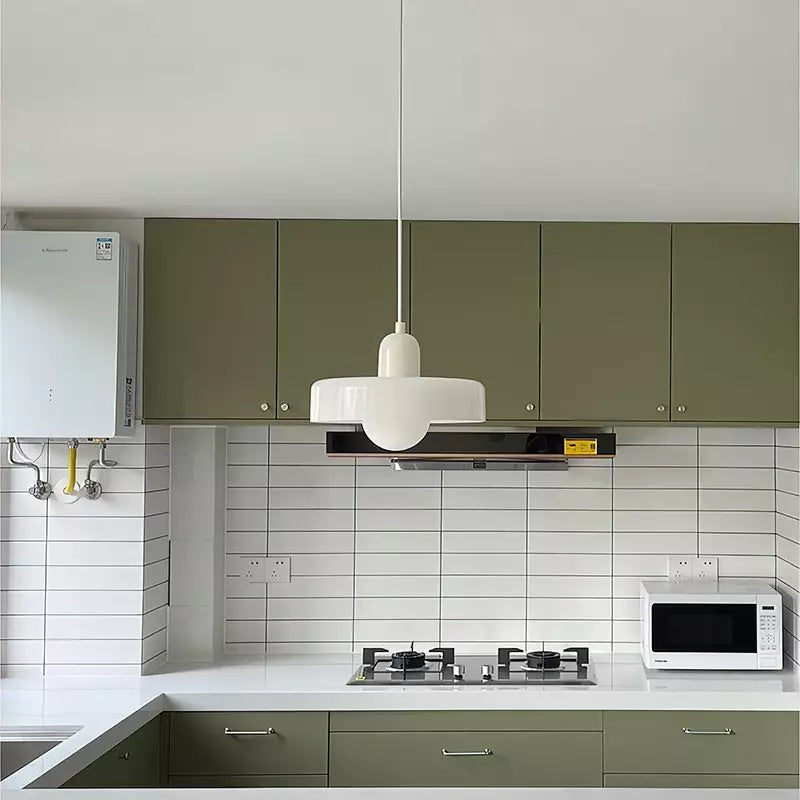 Bauhaus style glass pendant light with ring shade 3