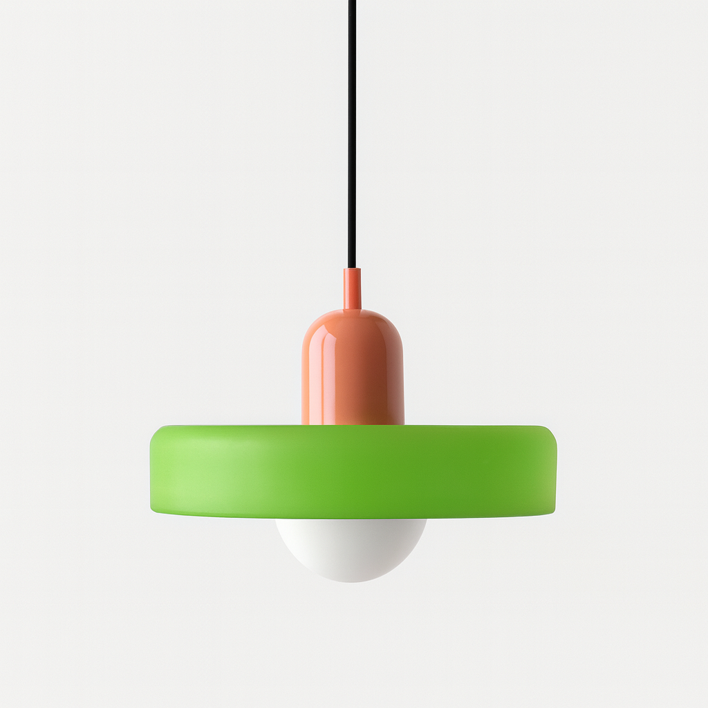 Bauhaus style glass pendant light with ring shade 30