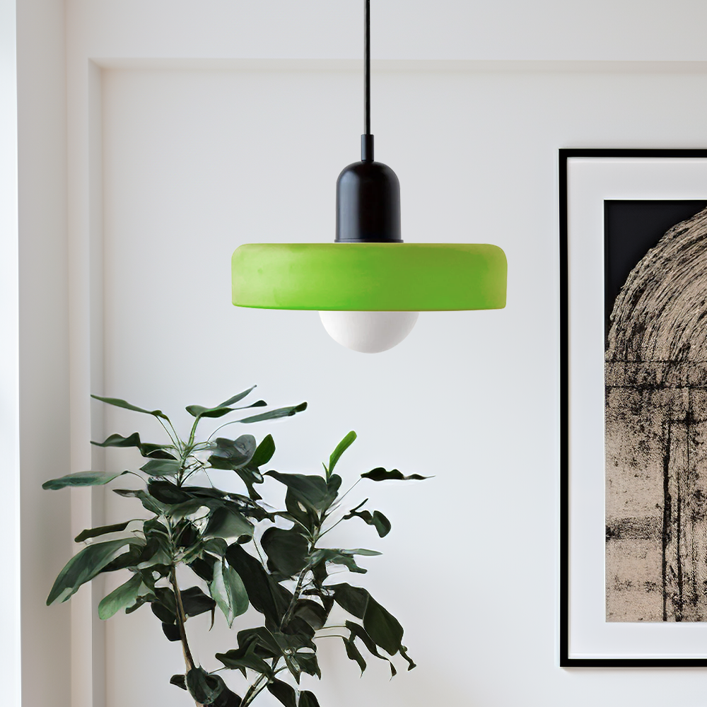 Bauhaus style glass pendant light with ring shade 4