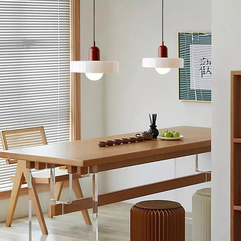Bauhaus style glass pendant light with ring shade 5