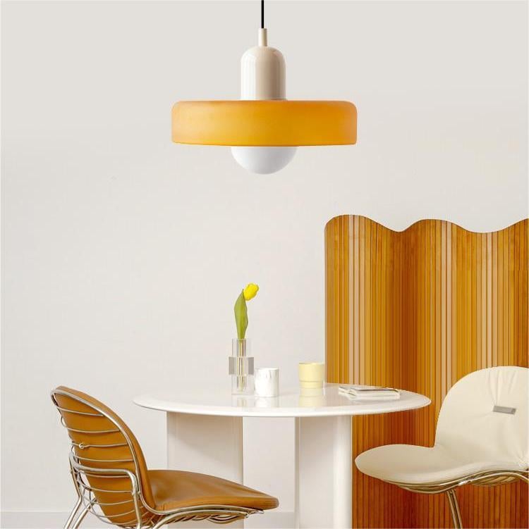 Bauhaus style glass pendant light with ring shade 7