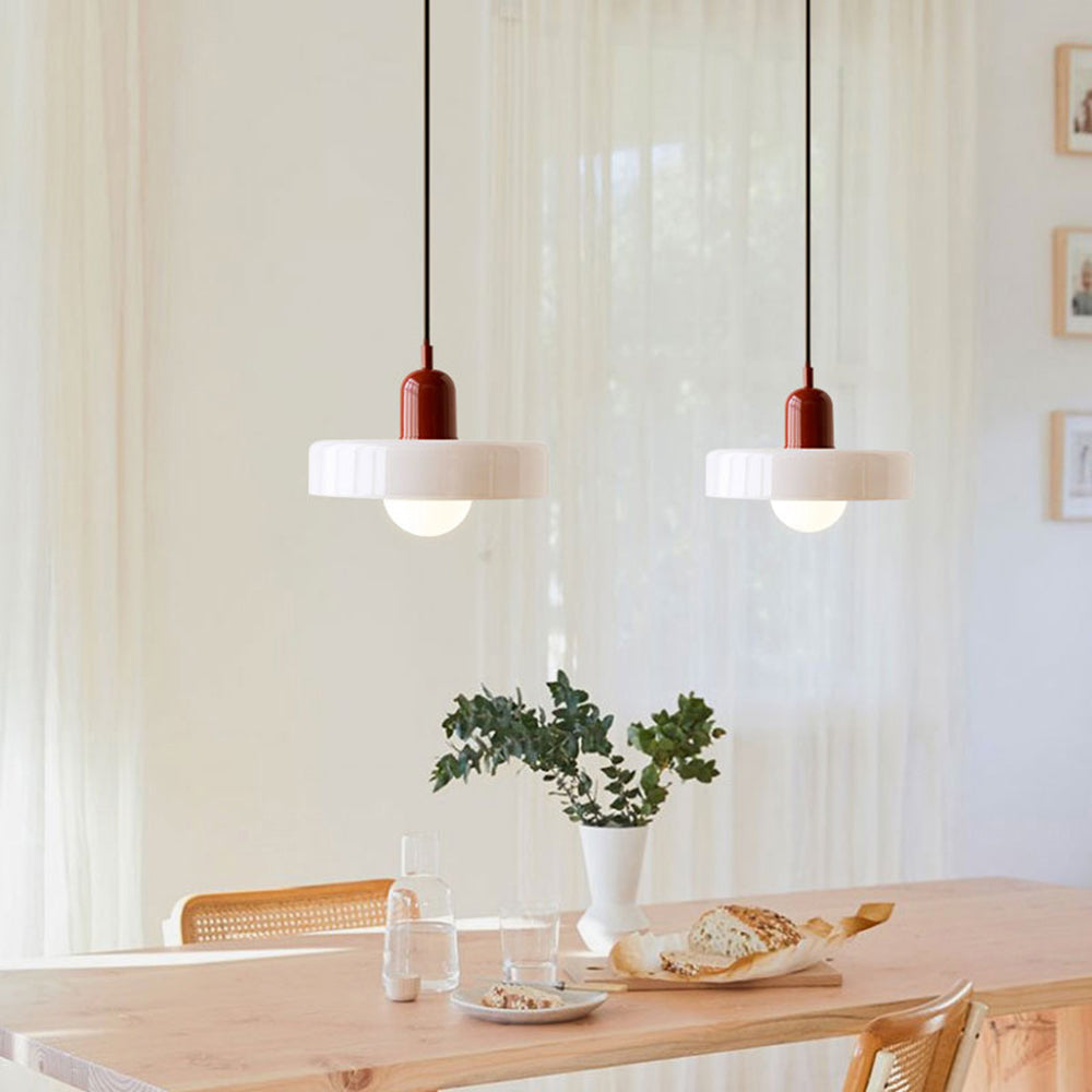 Bauhaus style glass pendant light with ring shade 8