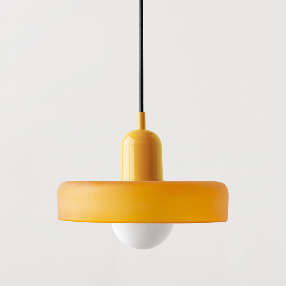Bauhaus style glass pendant light with ring shade 9