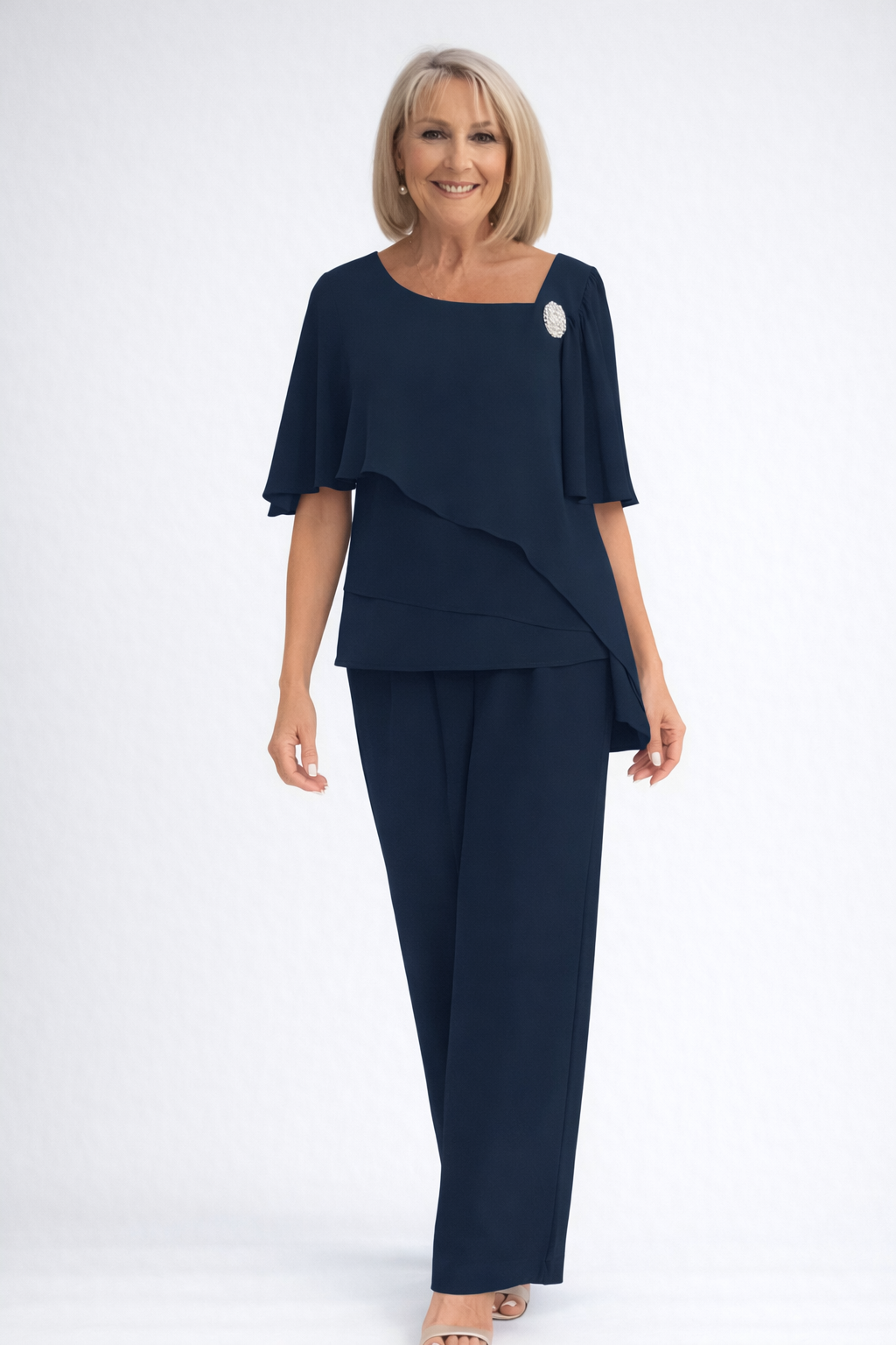 Beatrice | Women's Set - Navy Two-Piece Overlay with Layered Top