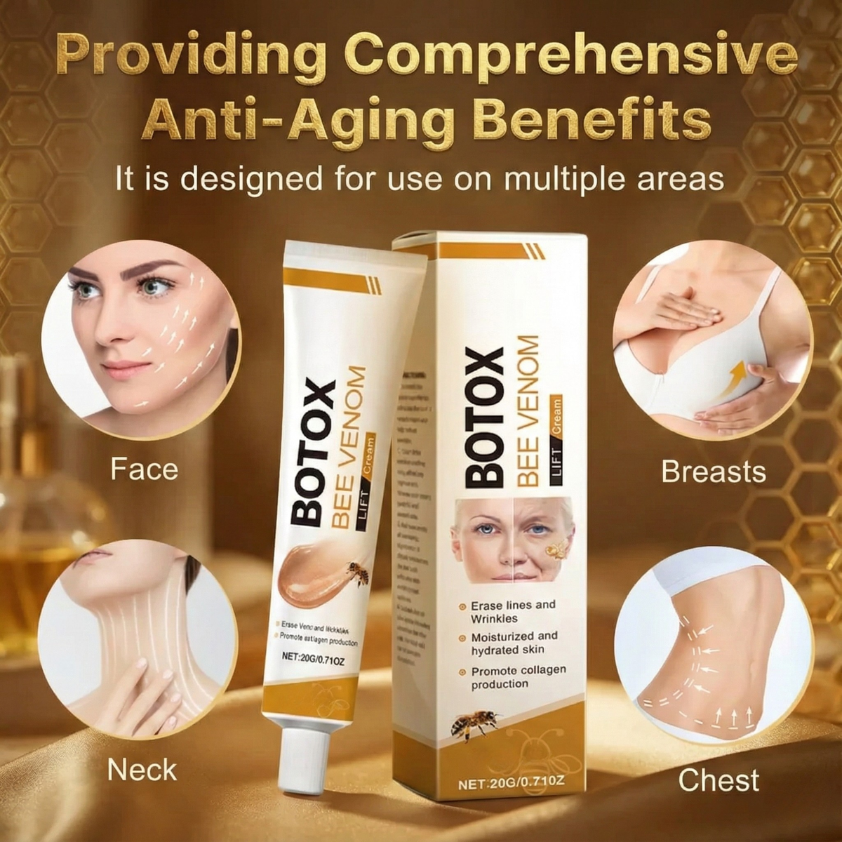 Bee Venom Firming Face Cream | 20 g Jar, Daily Use for All Skin Types | Hydrates, Smooths Fine Lines and Softens Skin