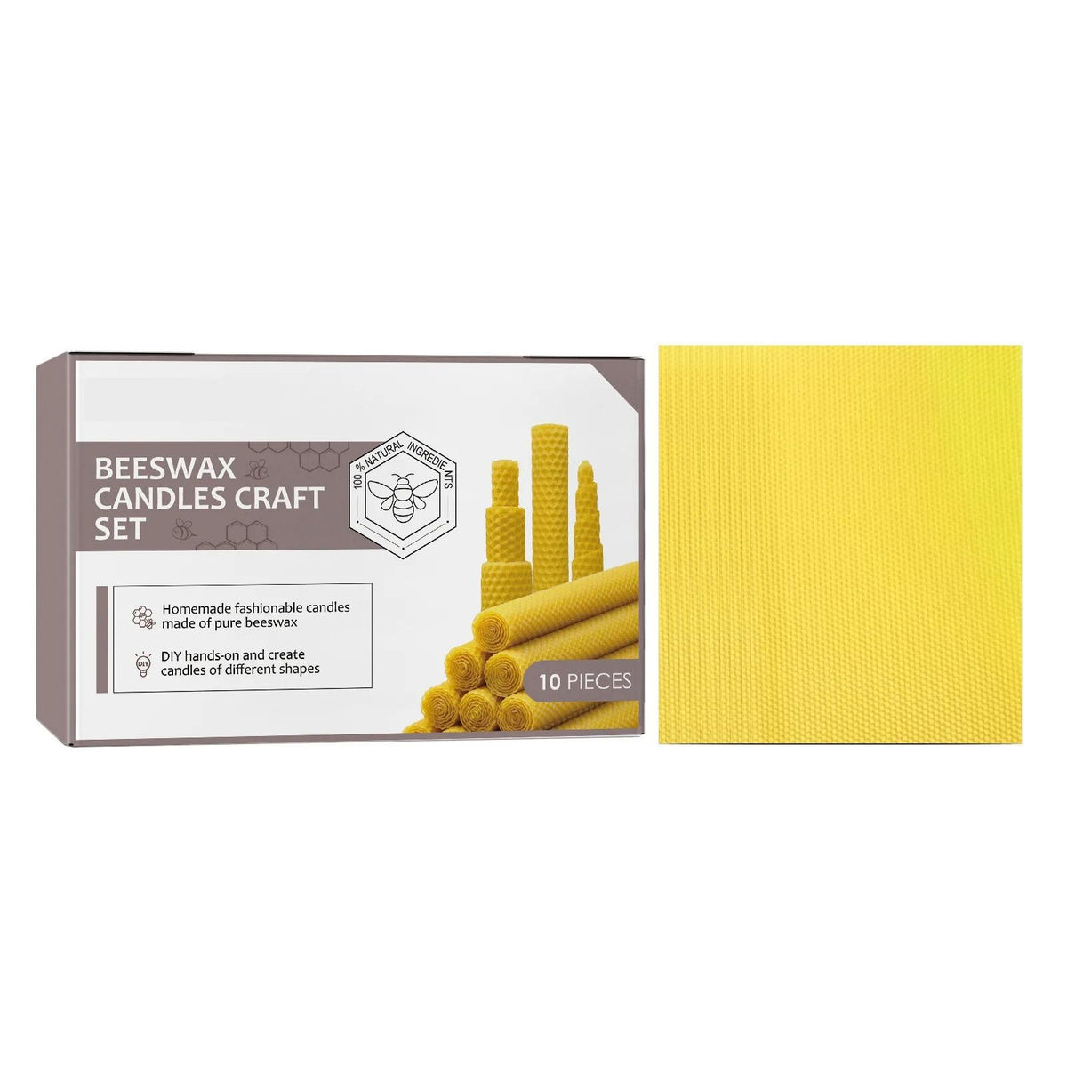 Beeswax Candles Set of 10 | Unscented Handmade Pure Wax | Clean Even Burn for Long-Lasting Ambient Glow at Home