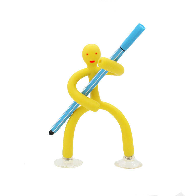 Bendable Figure Toy TPE | Suction Cup & Magnet Base | Flexible Phone, Pen & Jewellery Holder for Any Desk or Workspace