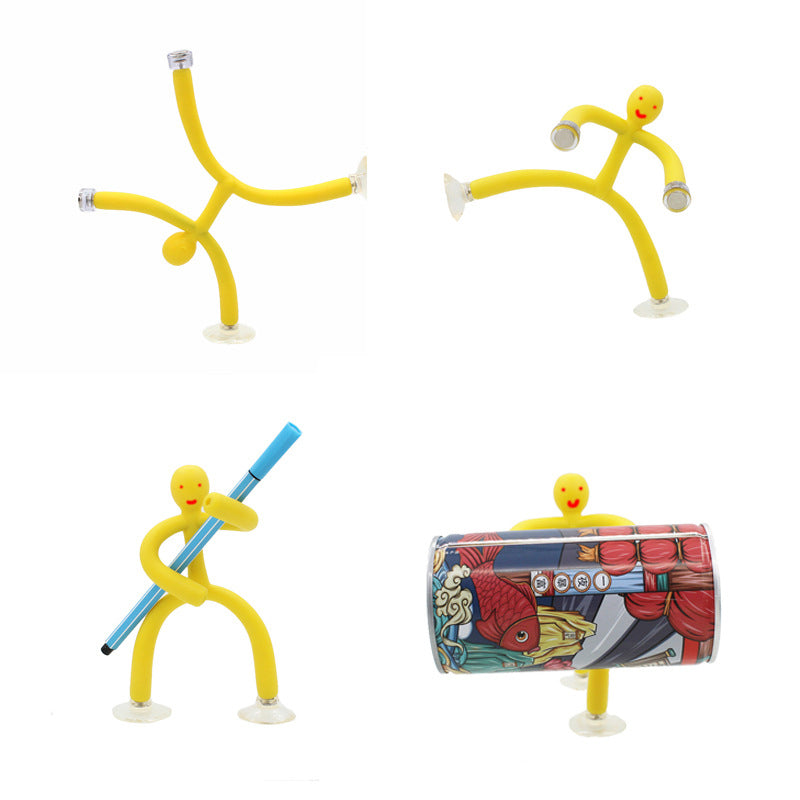 Bendable Figure Toy TPE | Suction Cup & Magnet Base | Flexible Phone, Pen & Jewellery Holder for Any Desk or Workspace