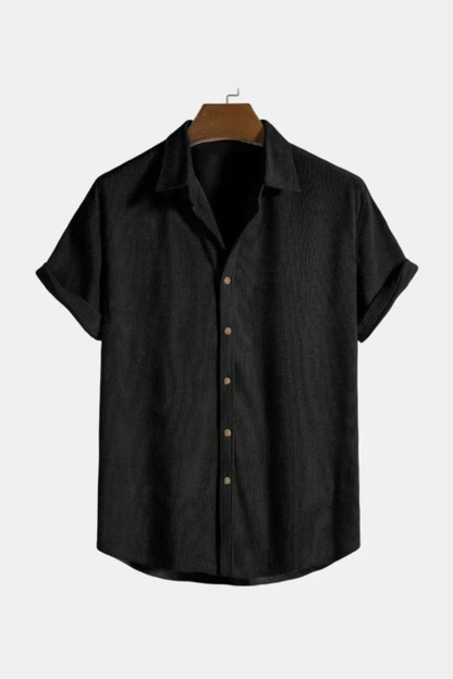 Bennett | Men's Shirt - Textured Camp Collar, Short Sleeve Design 1