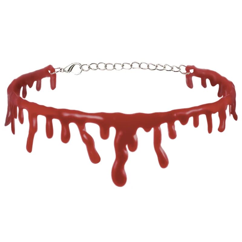 Blood Drip Choker Necklace Halloween | Dripping Blood Design Vampire Costume Accessory | Lightweight Comfortable Wear