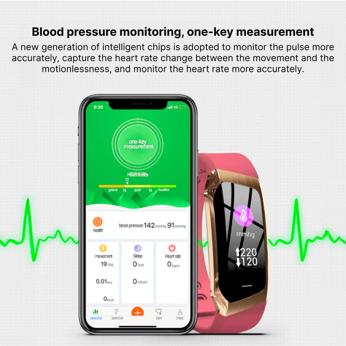 Blood Pressure Smart Watch | Heart Rate Monitor with Sleep & Sports Tracking | IP67 Waterproof, 30-Day Standby